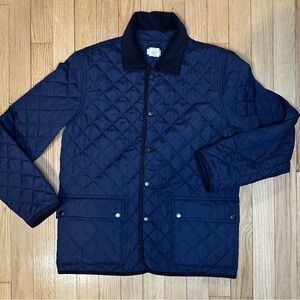 Crewcuts Dark Blue Quilted Jacket with Corduroy Collar